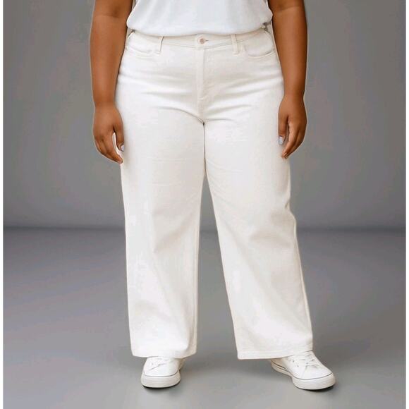 Abercrombie & Fitch 90s Relaxed High Rise Jeans Plus Size 36/22 Short White READ - Picture 1 of 16